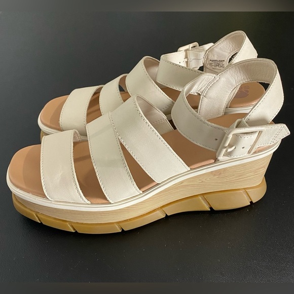 Sorel Joanie lll Platform Wedge Sandals 90s Neutral Off White Leather Chunky - Picture 9 of 17